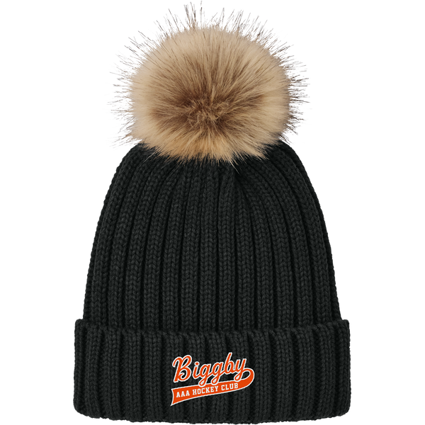 Biggby Coffee AAA Faux Fur Pom Beanie